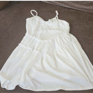 Angashion White Sleeveless Dress